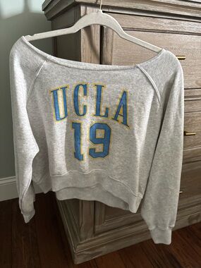 Hollister Gray Crewneck with Blue and Yellow Lettering